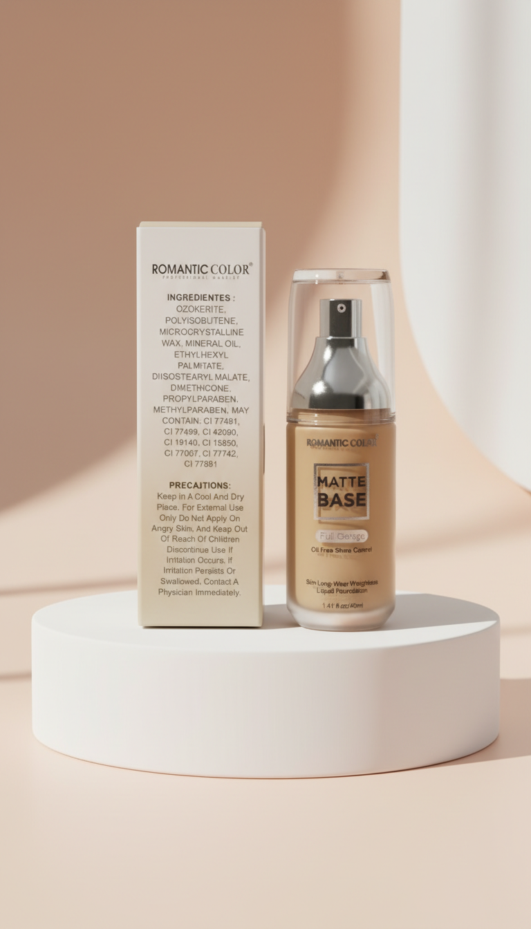 Romantic Color Matte Base Foundation – Full Cover (40ml)